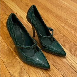 Tory Burch Green Snakeskin Pumps